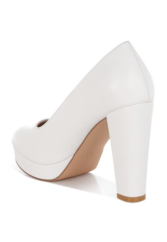 Damsor Faux Leather Block Heel Pumps