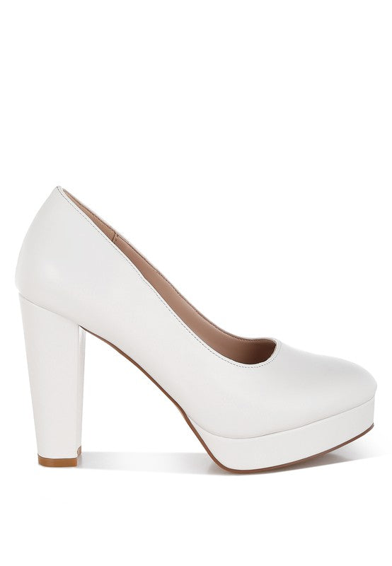 Damsor Faux Leather Block Heel Pumps