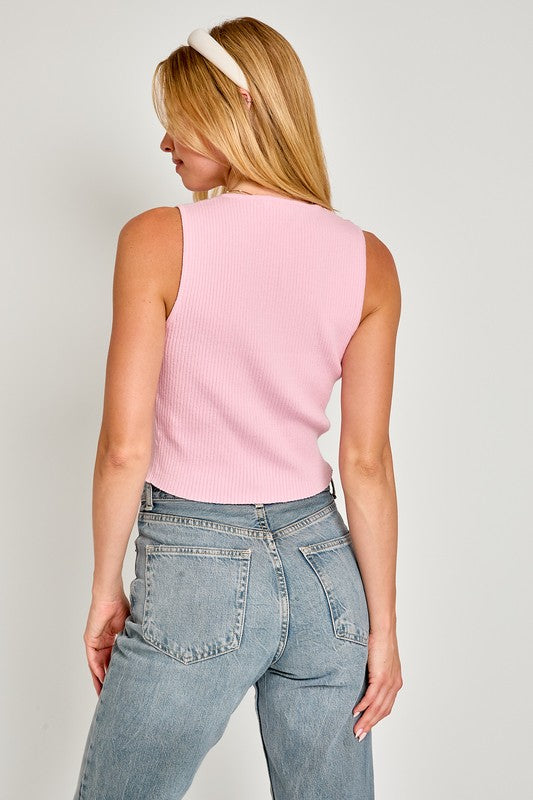 Satin Bow Knit Sweater Top – Soft Girl Sleeveless Charm