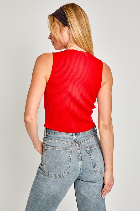 Satin Bow Knit Sweater Top – Soft Girl Sleeveless Charm