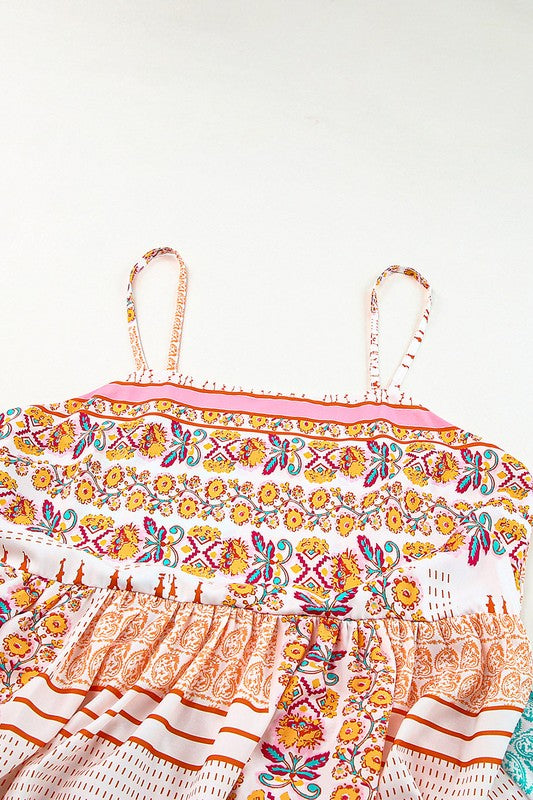 Patchwork mint coral long sundress