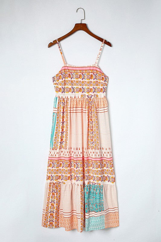 Patchwork mint coral long sundress
