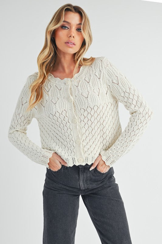 Yvonne Knit Cardigan – Soft Girl Layers with Scallop Detail