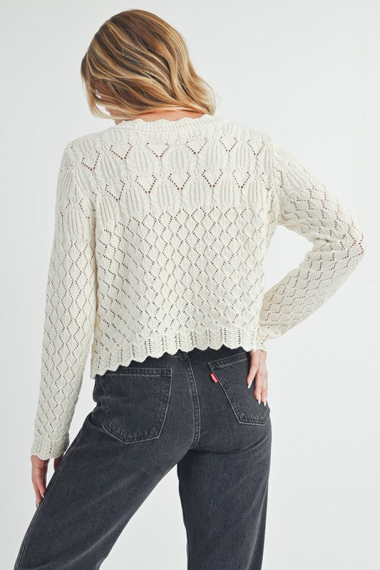 Yvonne Knit Cardigan – Soft Girl Layers with Scallop Detail