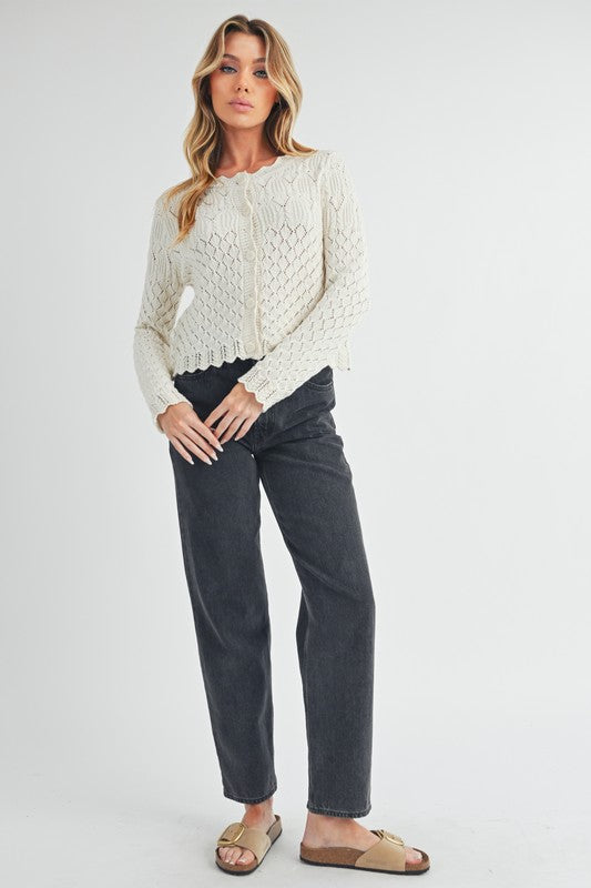 Yvonne Knit Cardigan – Soft Girl Layers with Scallop Detail