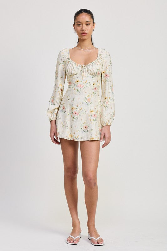 Floral Long Sleeve Mini Dress – Soft Girl Romantic Charm