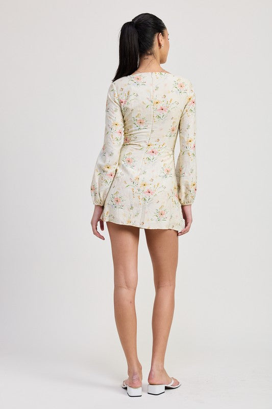 Floral Long Sleeve Mini Dress – Soft Girl Romantic Charm