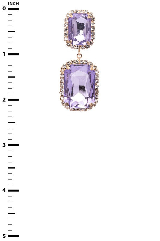 Square Drop Crystal Earrings