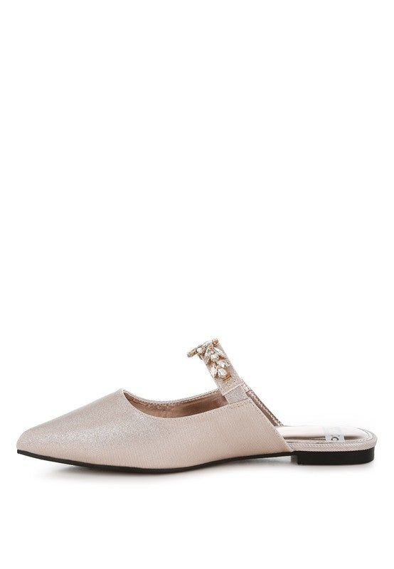 Magnum Diamante Strap Glitter Mules