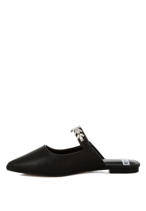 Magnum Diamante Strap Glitter Mules