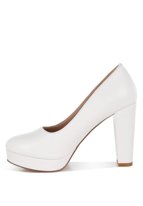Damsor Faux Leather Block Heel Pumps