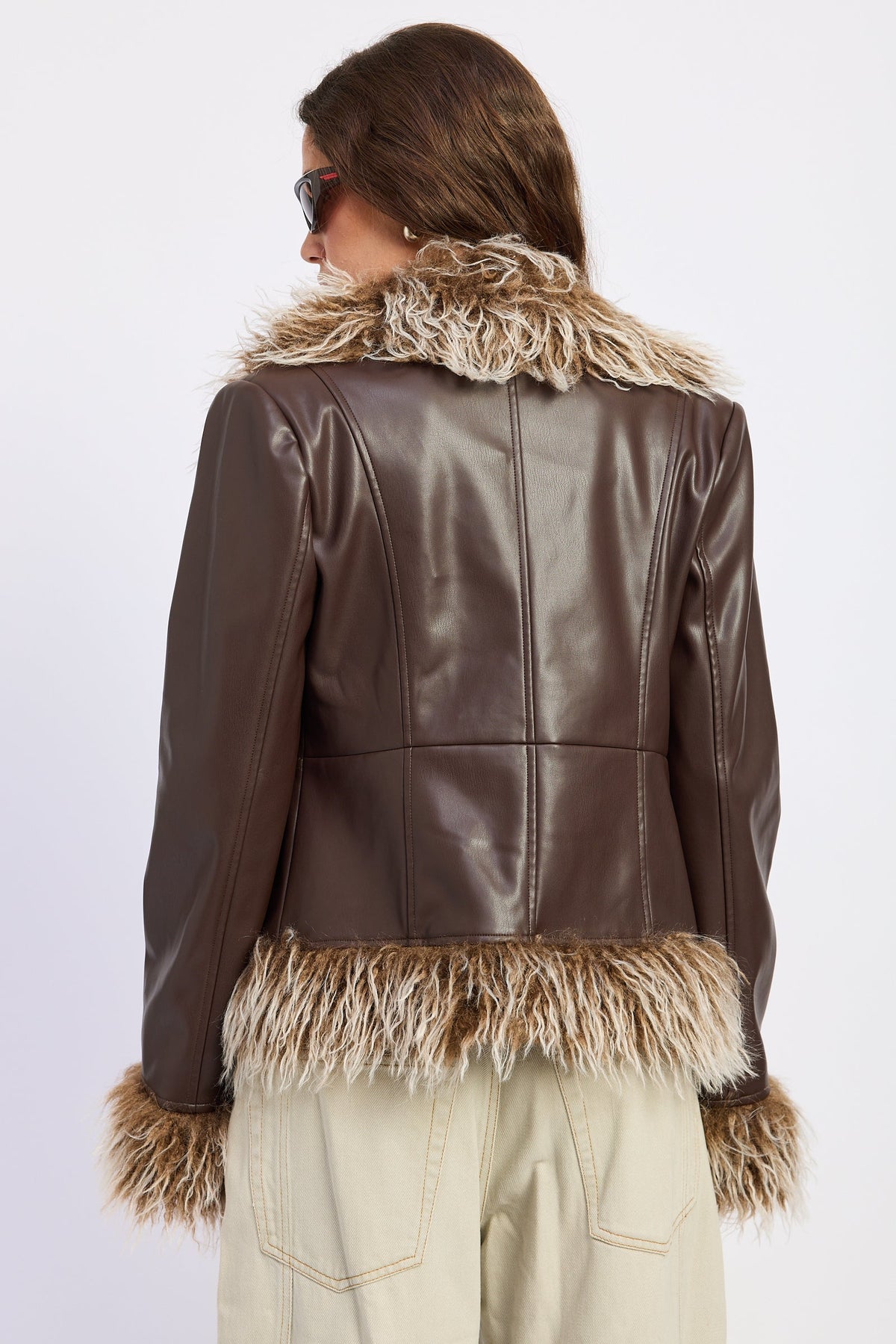 Faux Leather Fur Trim Jacket – Soraya