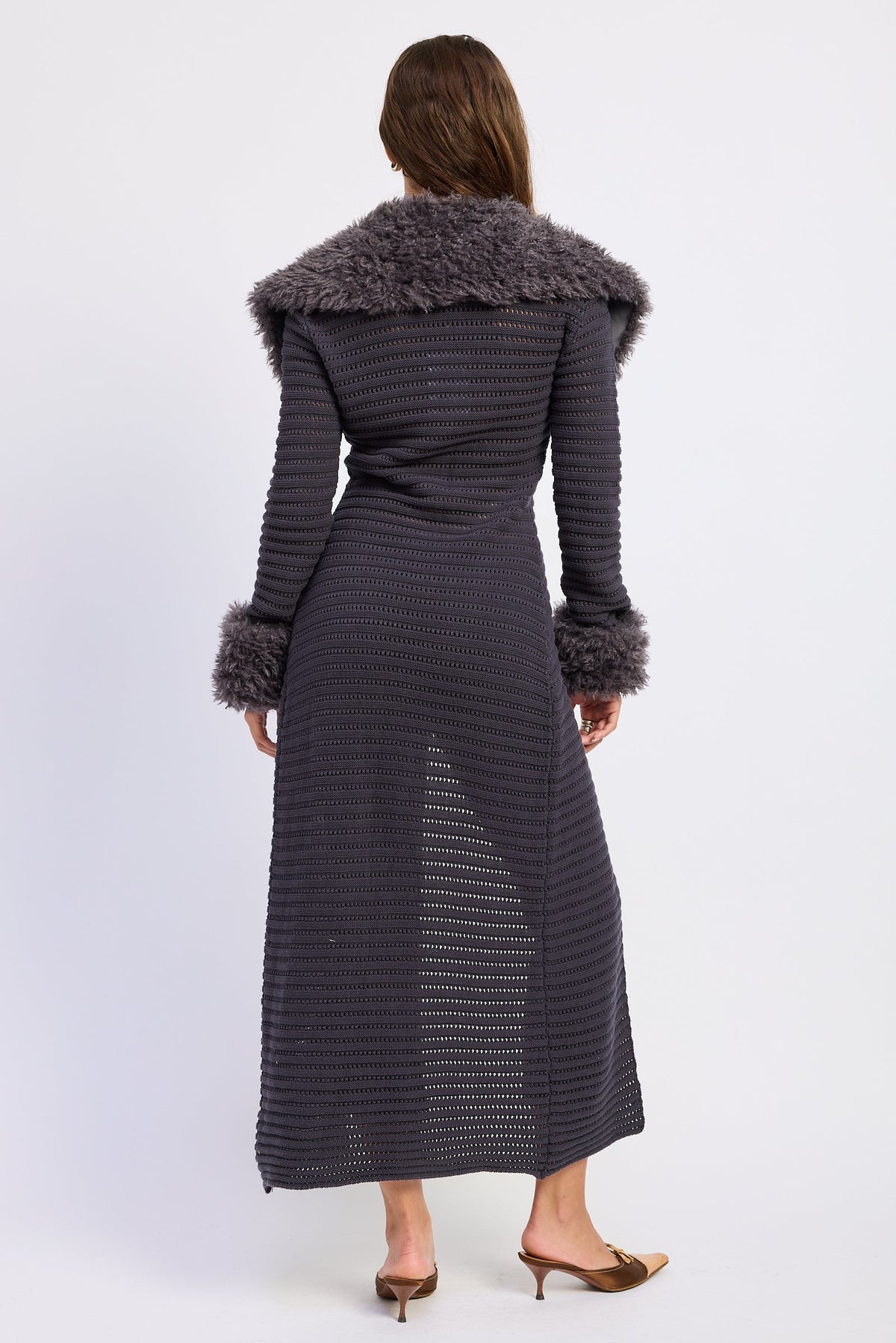 Midi Long Sleeve Fur Cardigan – Zephyra