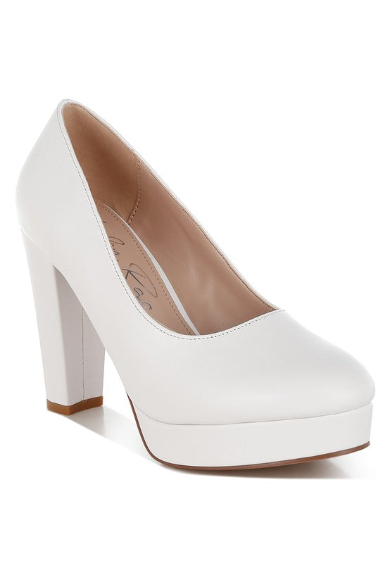 Damsor Faux Leather Block Heel Pumps
