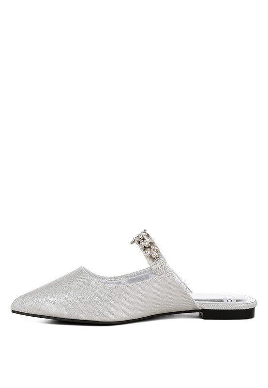 Magnum Diamante Strap Glitter Mules