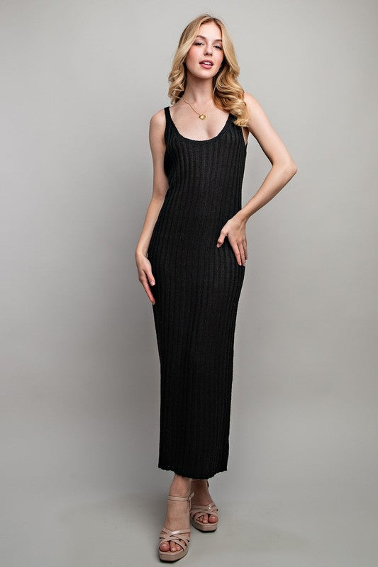 RIBBED-KNIT MAXI DRESS