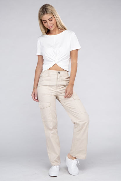 Everyday Wear Elastic-Waist Cargo Pants