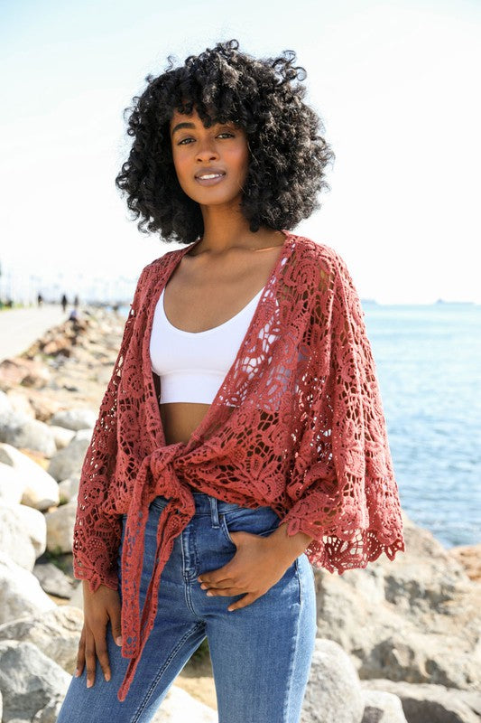 Crochet Floral Petal Kimono Wrap