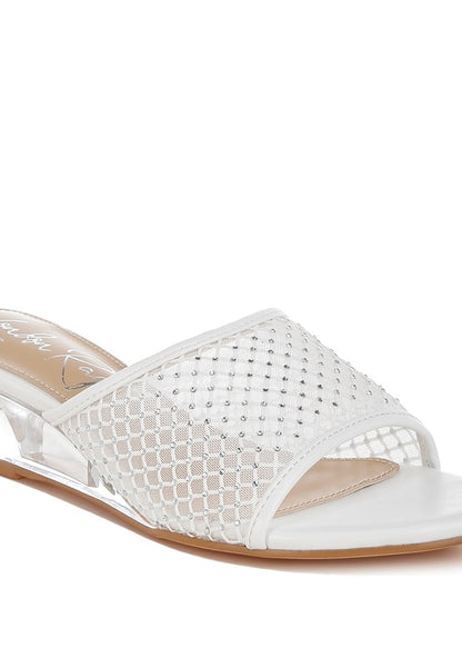 Tempra Mesh Clear Heel Wedge Sandals