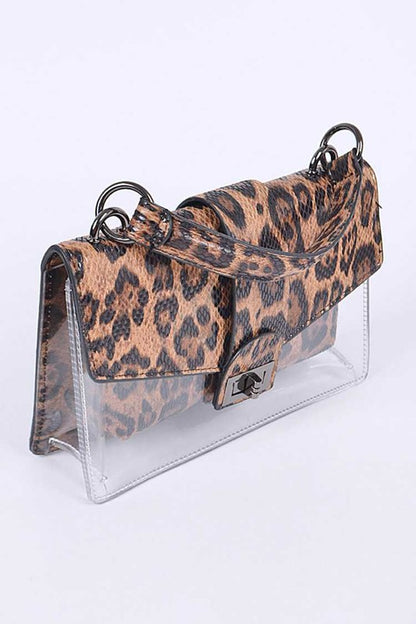 2 In 1 Leopard Print Cleared Bag Set