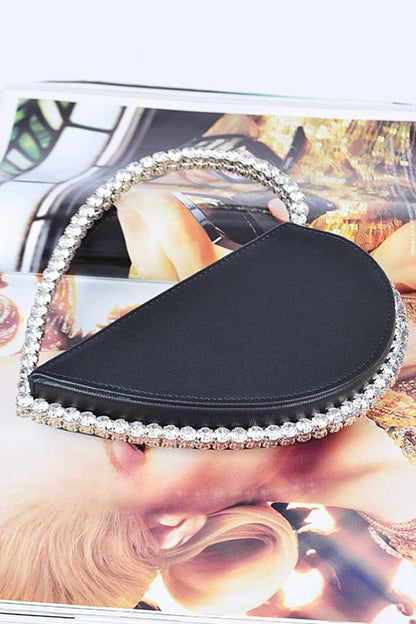 Crystal Handle Heart Clutch