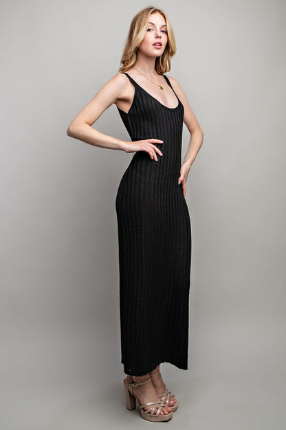 RIBBED-KNIT MAXI DRESS