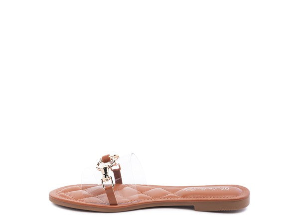 SCOTH Clear Buckled Quilted Slides