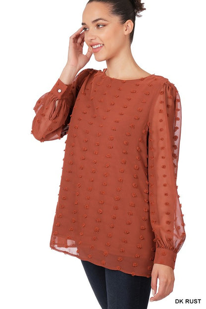 Swiss Dot Round Neck Blouse