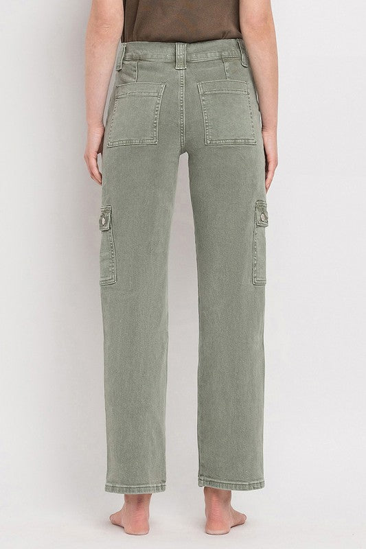 High Rise Cargo Straight Jeans