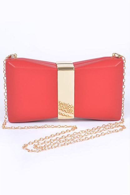 Gold Trim Iconic Bow Inspired Box Clutch