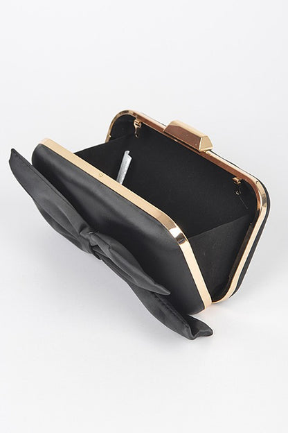 Satin Bowtie Box Clutch