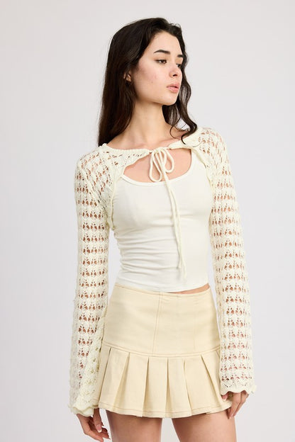 CROCHET BOLERO WITH DRAWSTRINGS