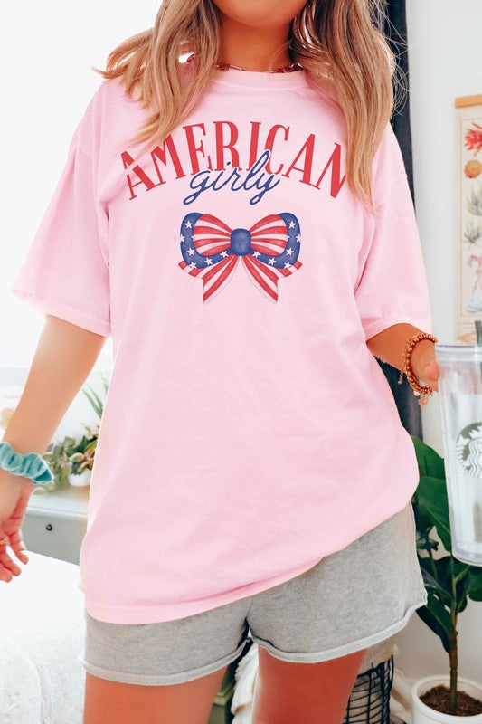 AMERICAN GIRLY BOW GRAPHIC TEE