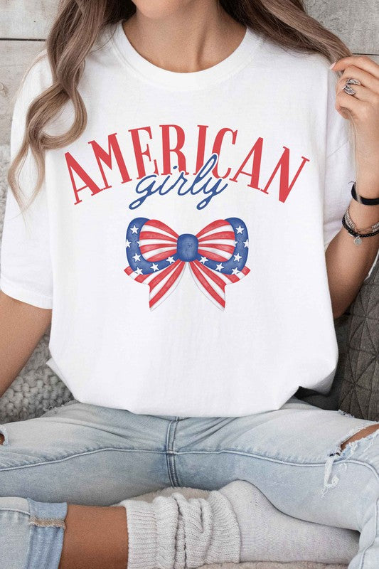 AMERICAN GIRLY BOW GRAPHIC TEE