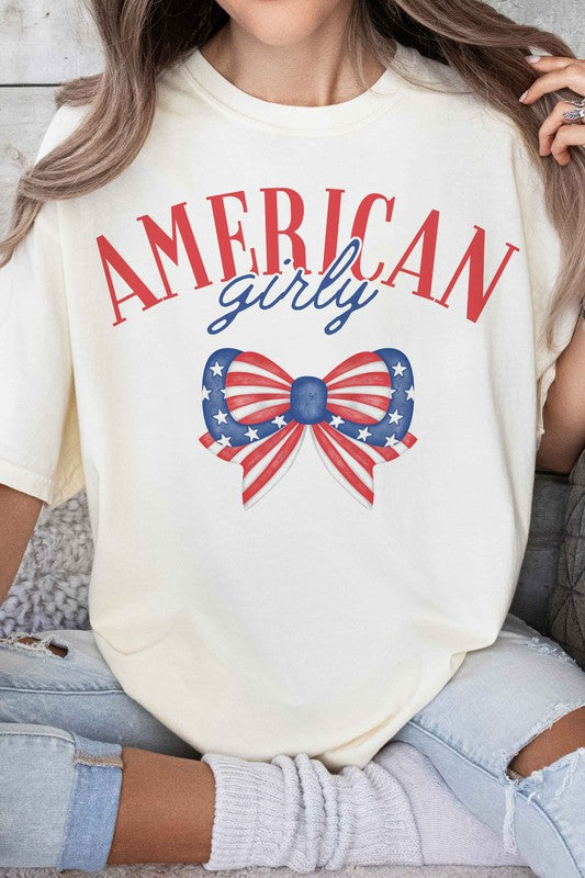 AMERICAN GIRLY BOW GRAPHIC TEE