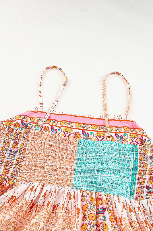 Patchwork mint coral long sundress