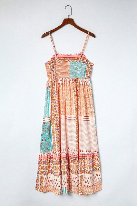 Patchwork mint coral long sundress