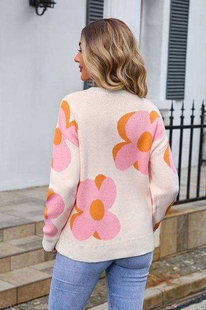 Big flower knit sweater