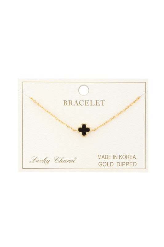 Gold Dipped Clover Pendant Bracelet