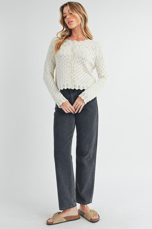 Yvonne Knit Cardigan – Soft Girl Layers with Scallop Detail