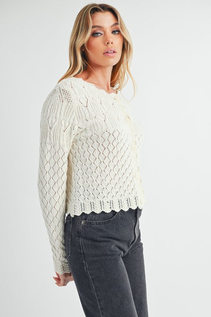 Yvonne Knit Cardigan – Soft Girl Layers with Scallop Detail