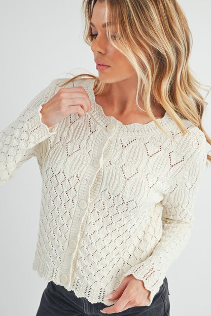 Yvonne Knit Cardigan – Soft Girl Layers with Scallop Detail