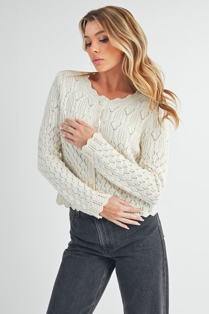 Yvonne Knit Cardigan – Soft Girl Layers with Scallop Detail