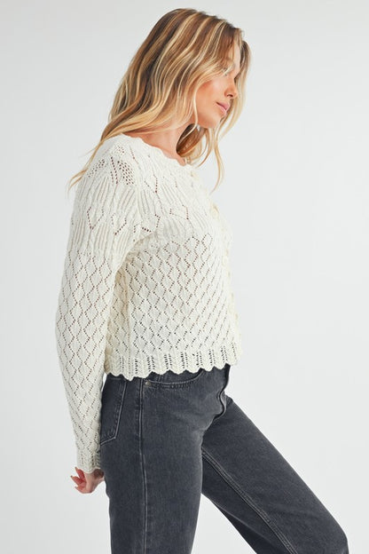 Yvonne Knit Cardigan – Soft Girl Layers with Scallop Detail