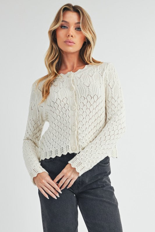 Yvonne Knit Cardigan – Soft Girl Layers with Scallop Detail