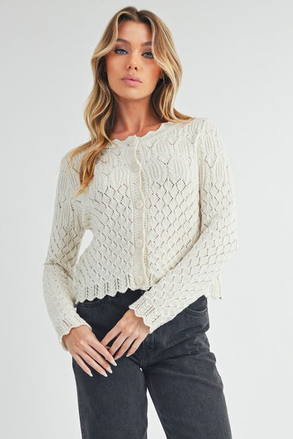 Yvonne Knit Cardigan – Soft Girl Layers with Scallop Detail