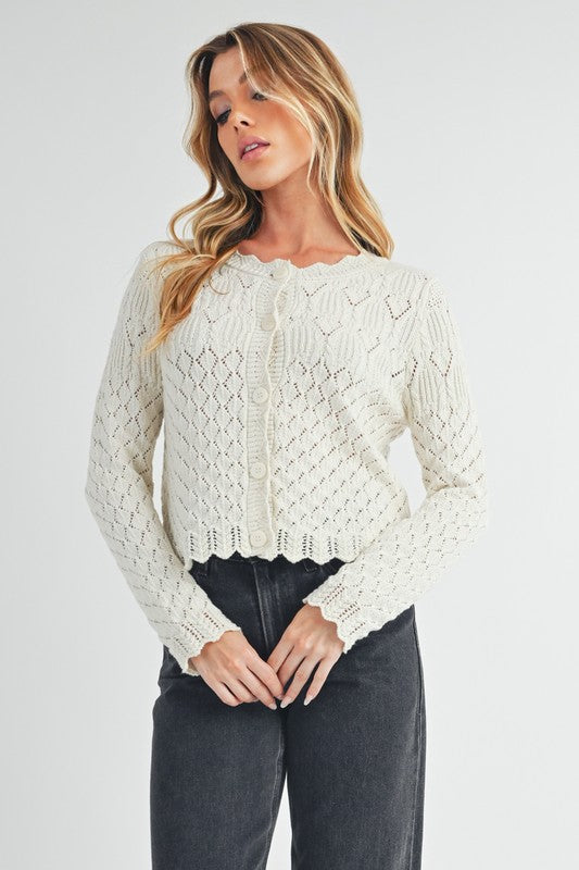 Yvonne Knit Cardigan – Soft Girl Layers with Scallop Detail