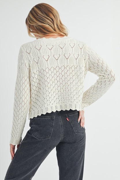 Yvonne Knit Cardigan – Soft Girl Layers with Scallop Detail