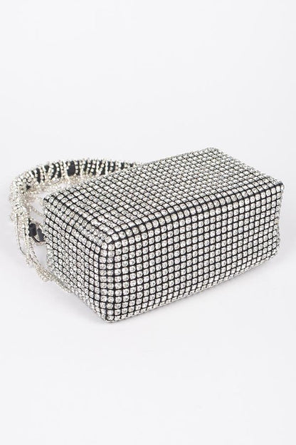 Fringe Rhinestone Curtain Handle Clutch Bag