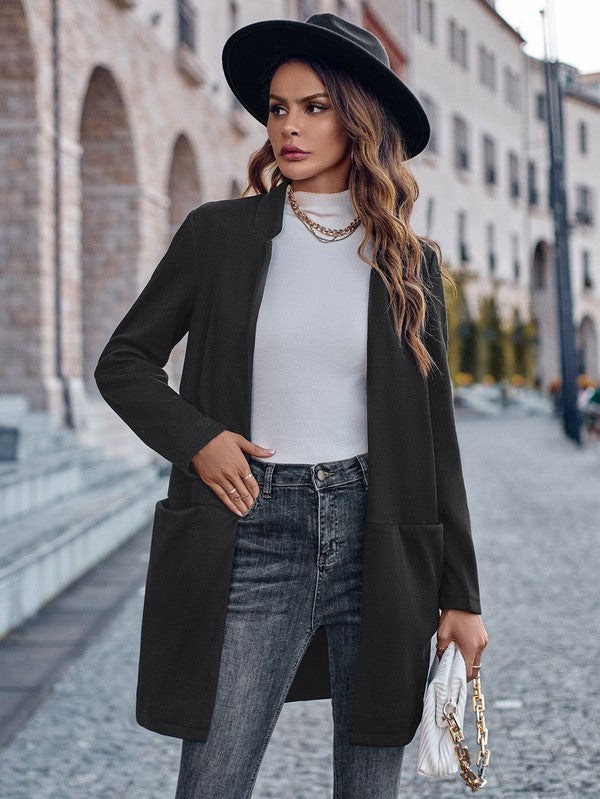 Long open front blazer